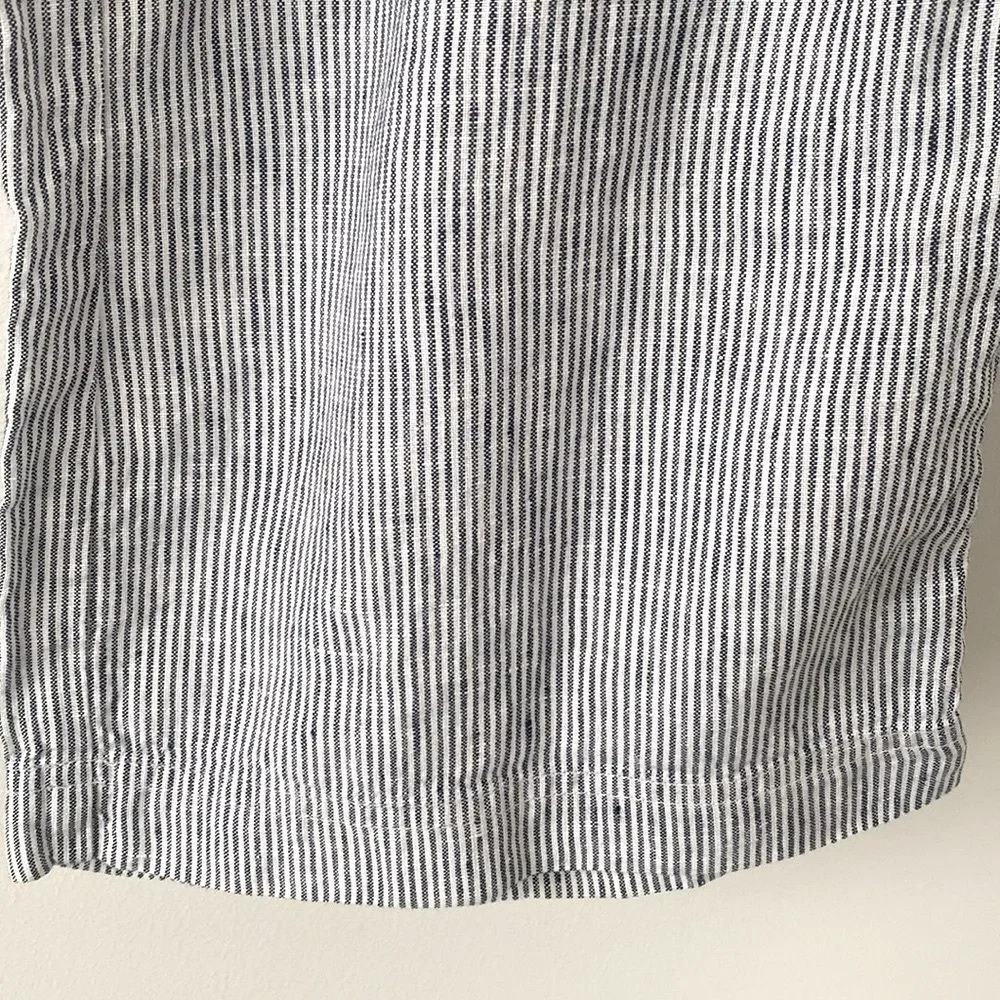Chico's Linen Blue Gray Marin Pants Relaxed & Wide Leg M Chic Luxury Coastal
